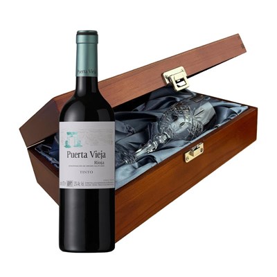 Puerta Vieja Rioja Tinto 75cl Red Wine In Luxury Box With Royal Scot Wine Glass